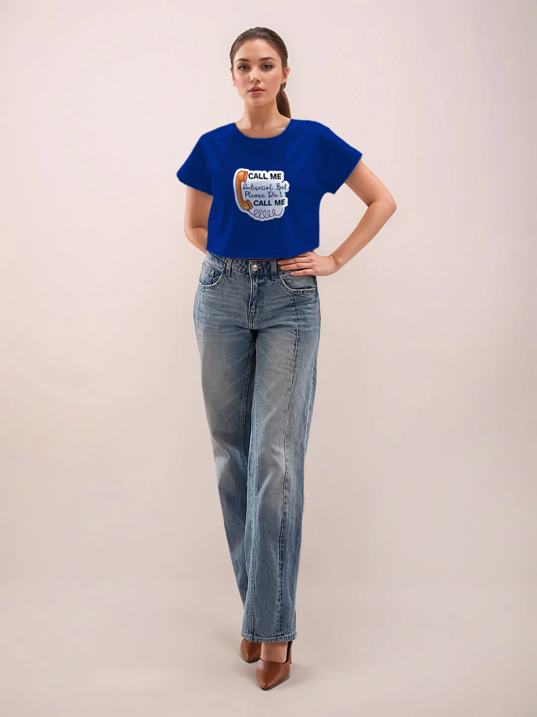 Blue Graphic Half Sleeves T-Shirt