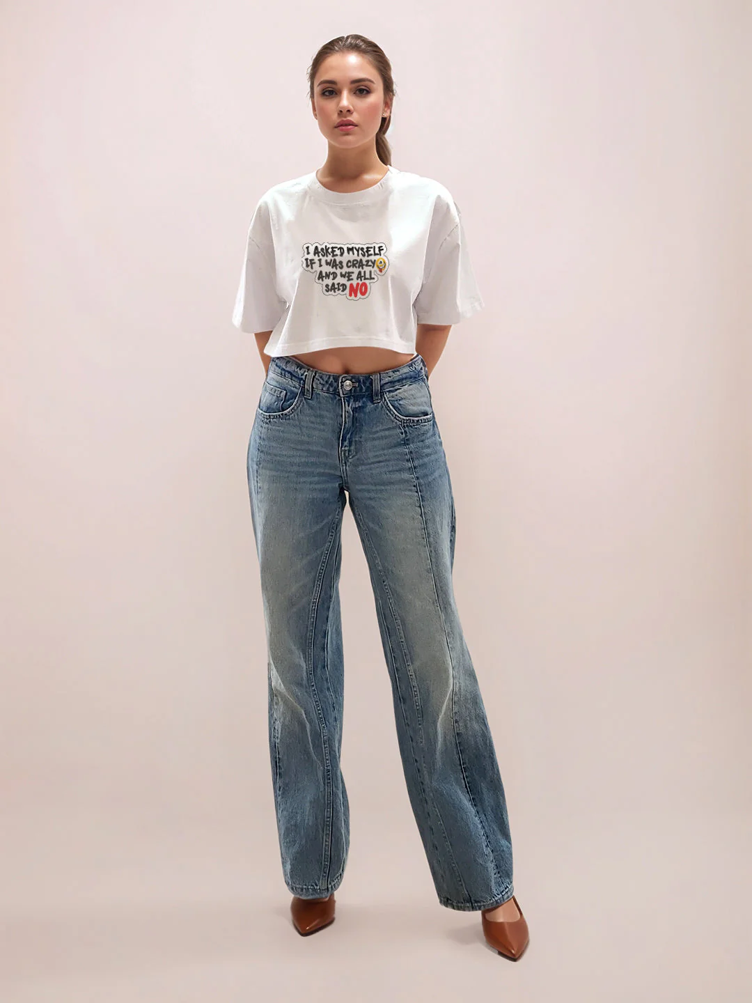 White Graphic Half Sleeves T-Shirt