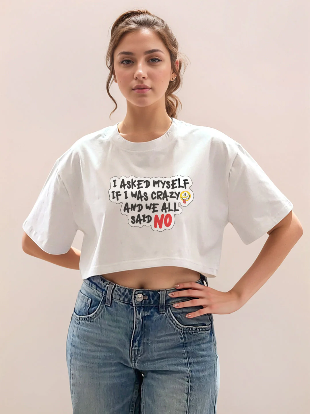 White Graphic Half Sleeves T-Shirt - Image 2