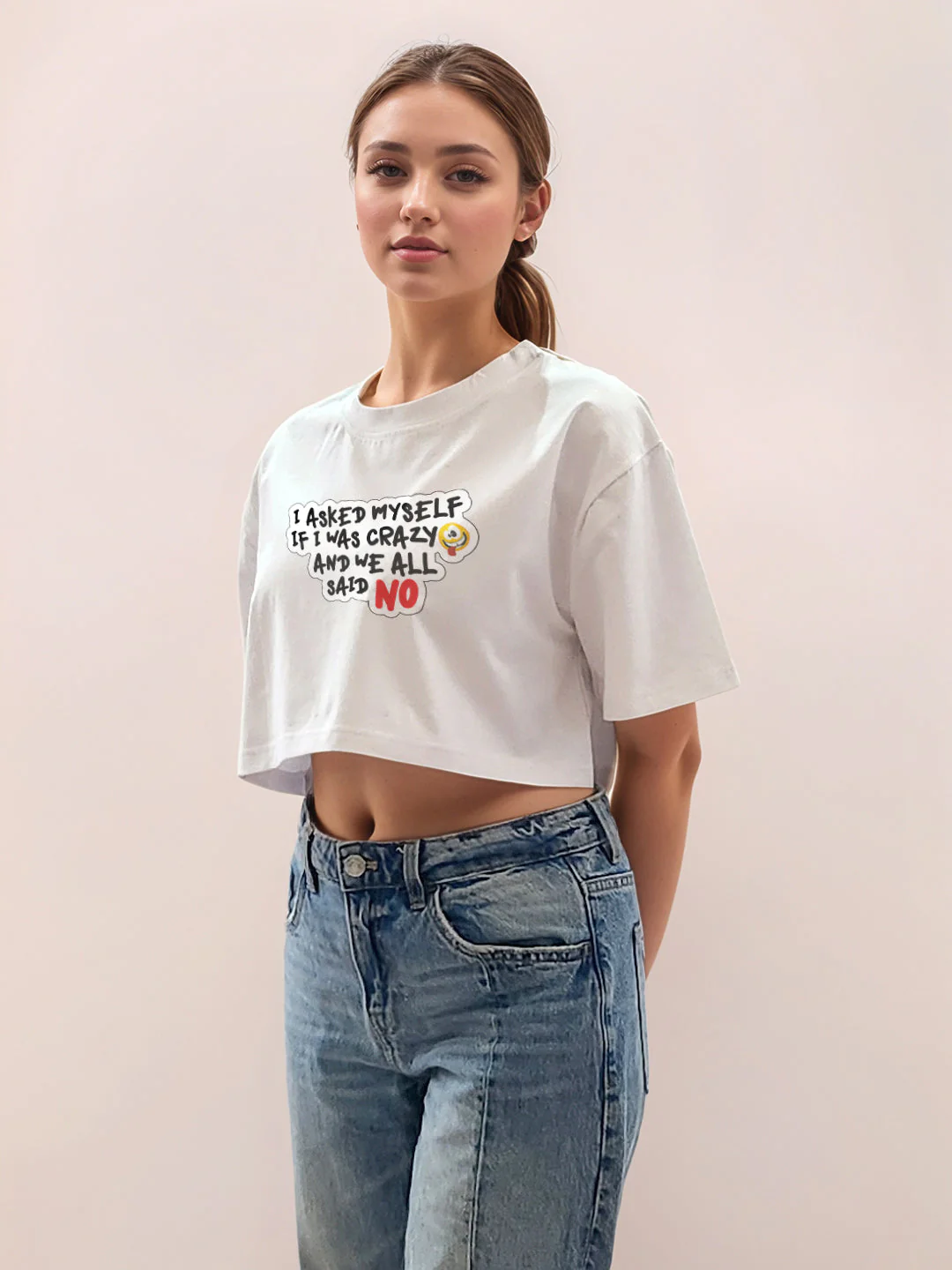 White Graphic Half Sleeves T-Shirt - Image 3