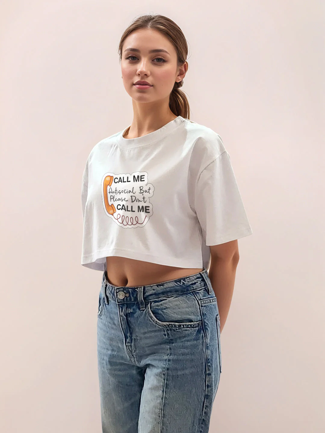 White Graphic Half Sleeves T-Shirt - Image 3