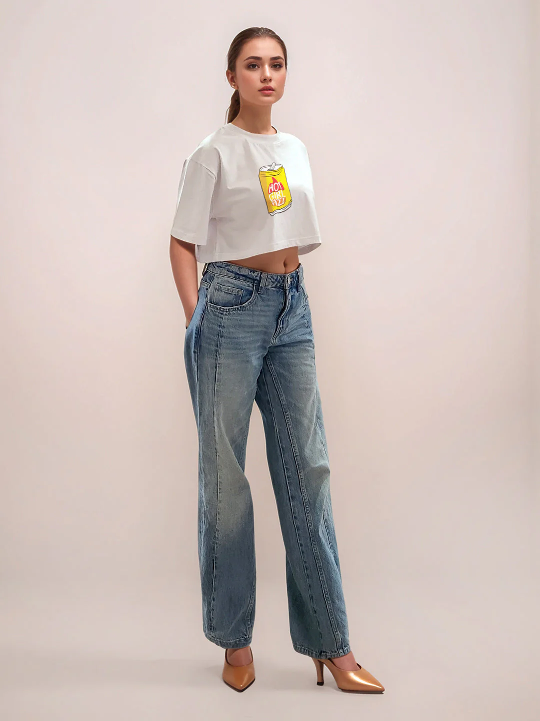 White Graphic Half Sleeves T-Shirt - Image 5