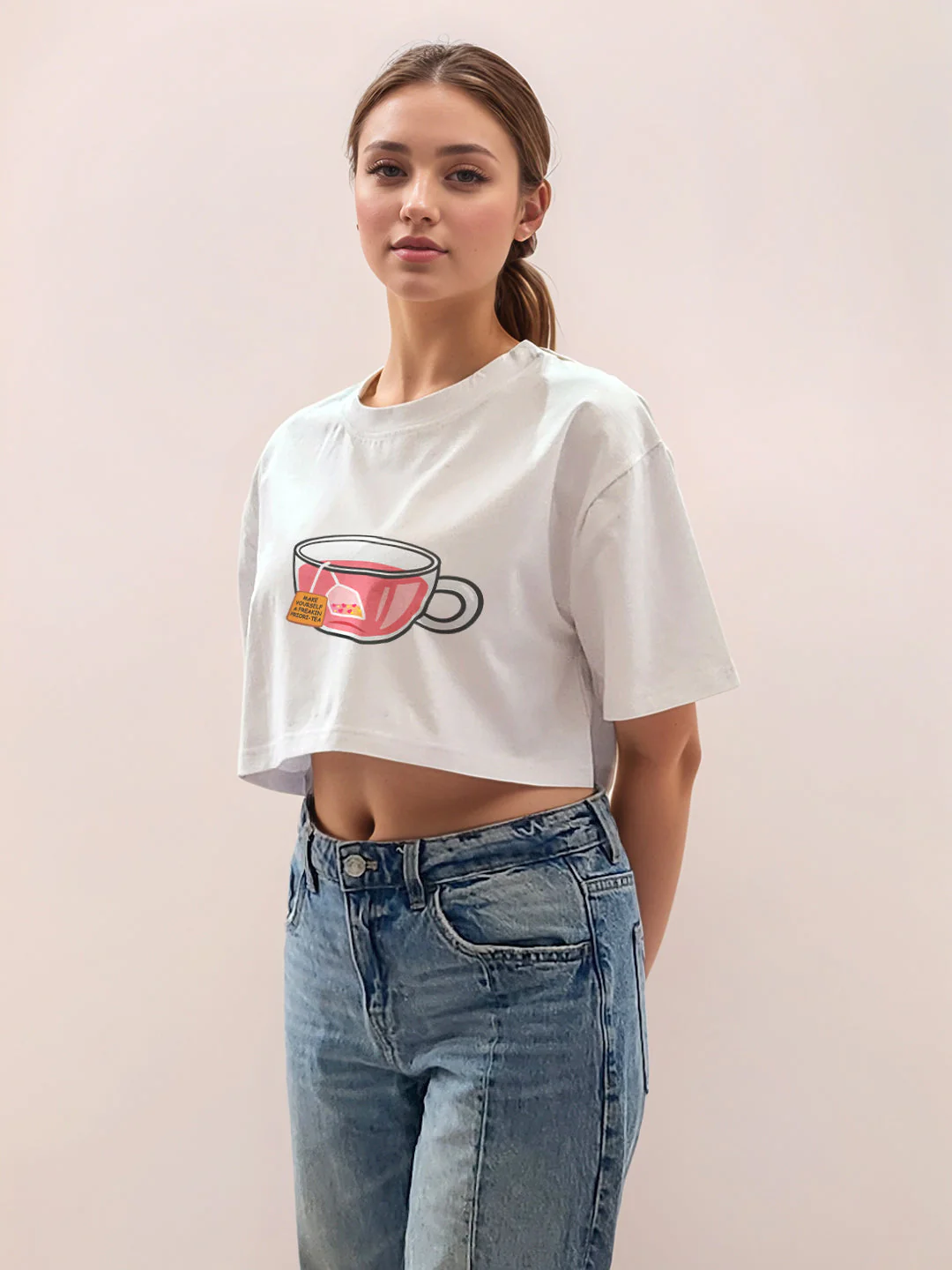 White Graphic Half Sleeves T-Shirt - Image 3