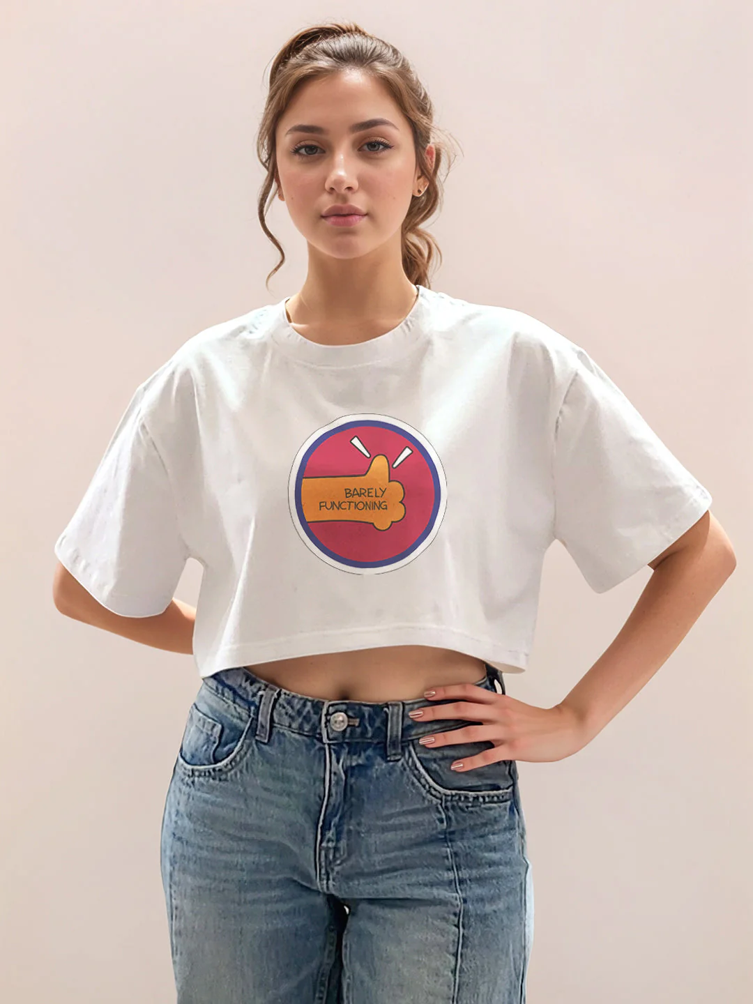 White Graphic Half Sleeves T-Shirt - Image 2