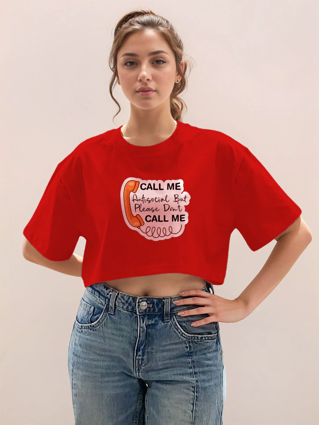 Red Graphic Half Sleeves T-Shirt - Image 2