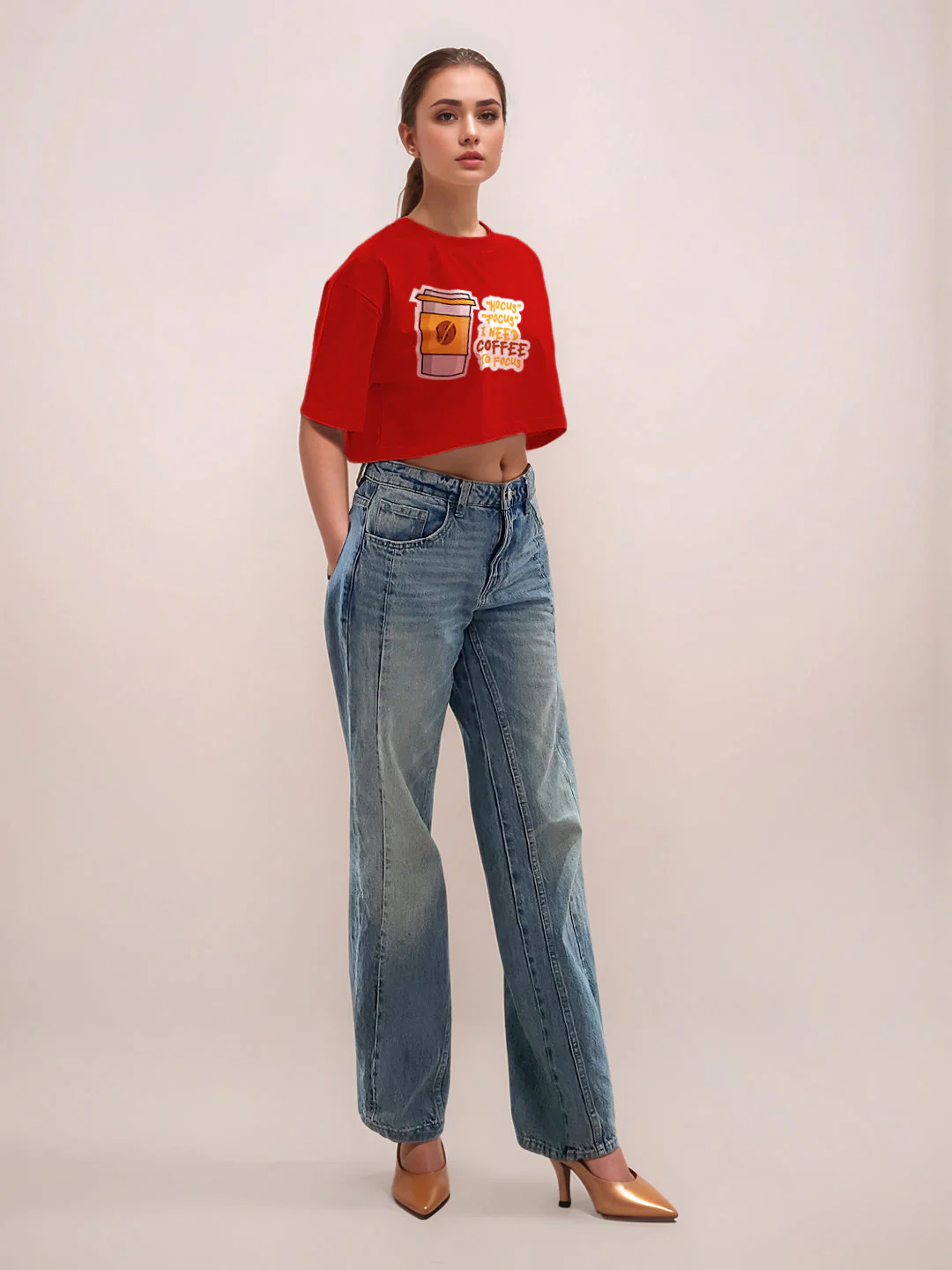 Red Graphic Half Sleeves T-Shirt - Image 5