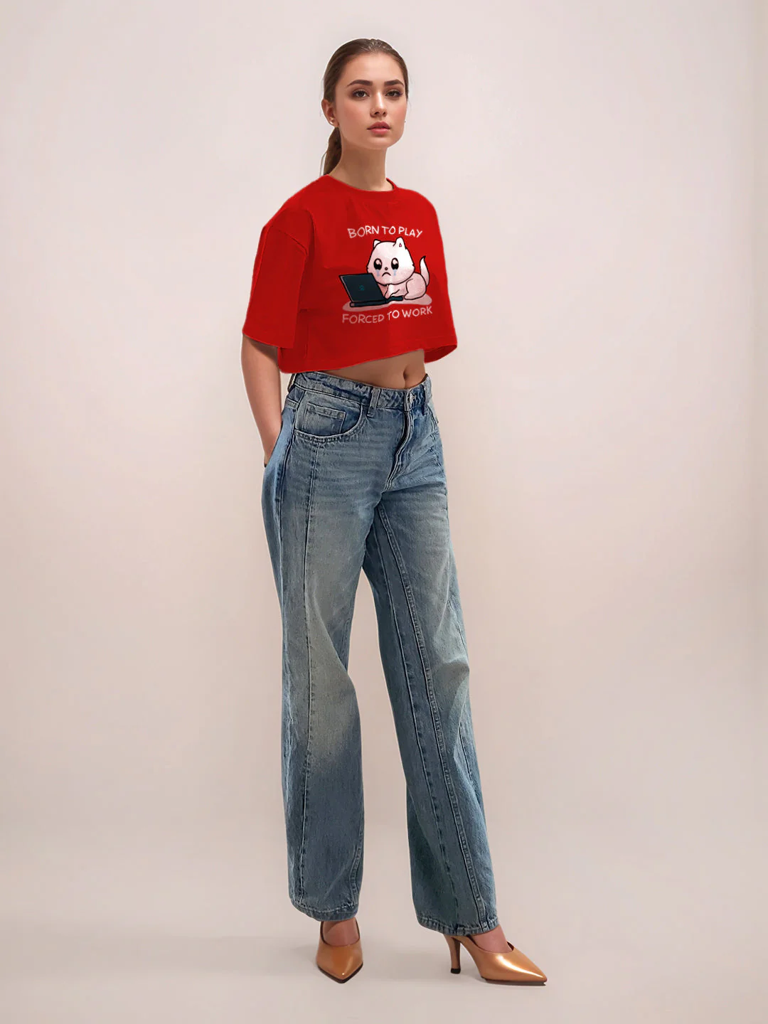 Red Graphic Half Sleeves T-Shirt - Image 5