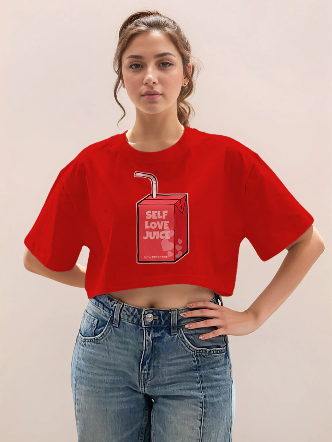 Red Graphic Half Sleeves T-Shirt - Image 2