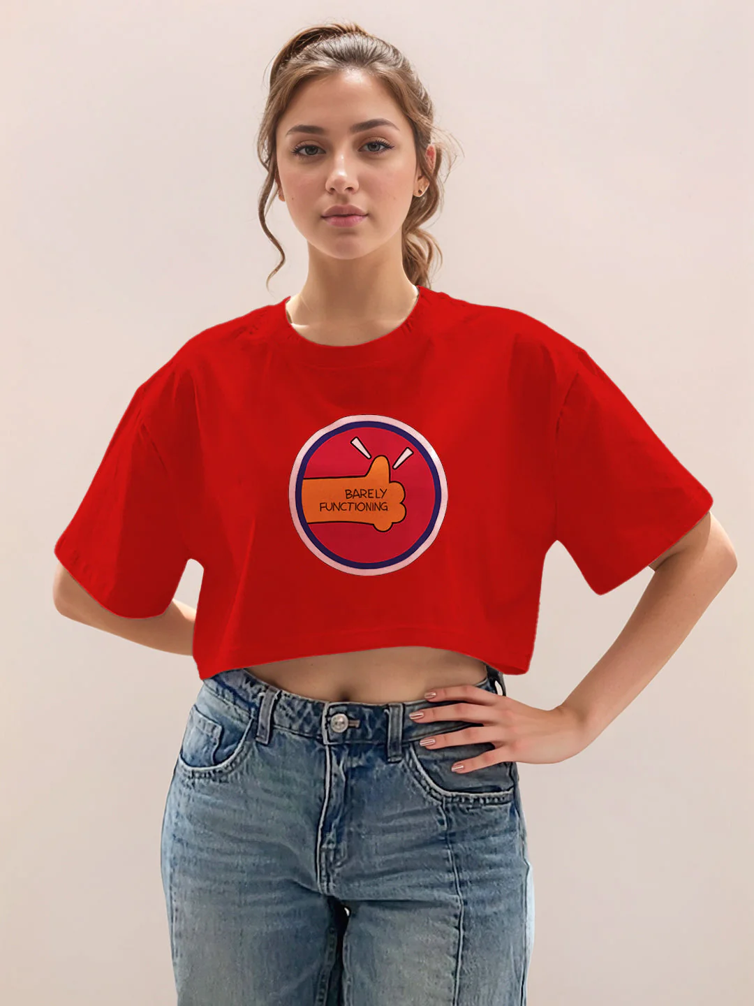 Red Graphic Half Sleeves T-Shirt - Image 2