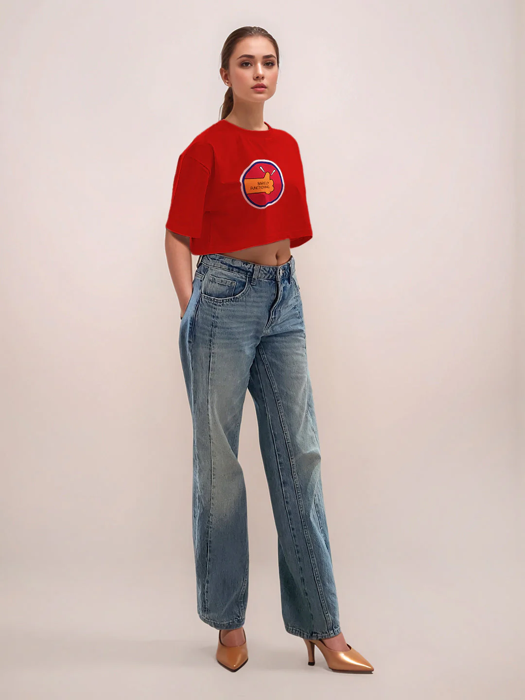 Red Graphic Half Sleeves T-Shirt - Image 5