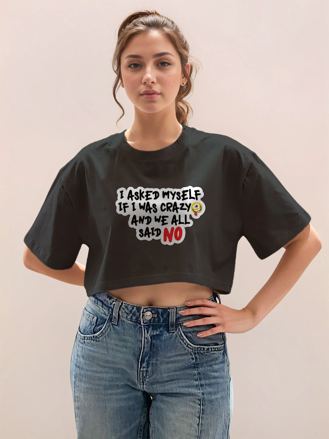 Black Graphic Half Sleeves T-Shirt - Image 2