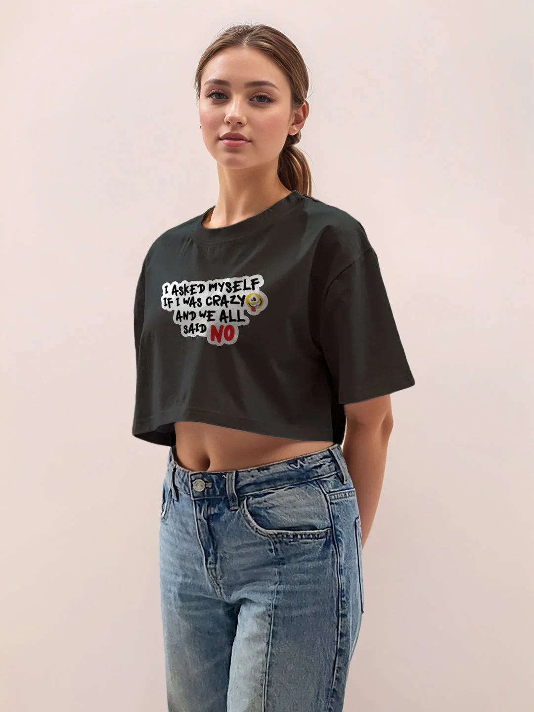 Black Graphic Half Sleeves T-Shirt - Image 3