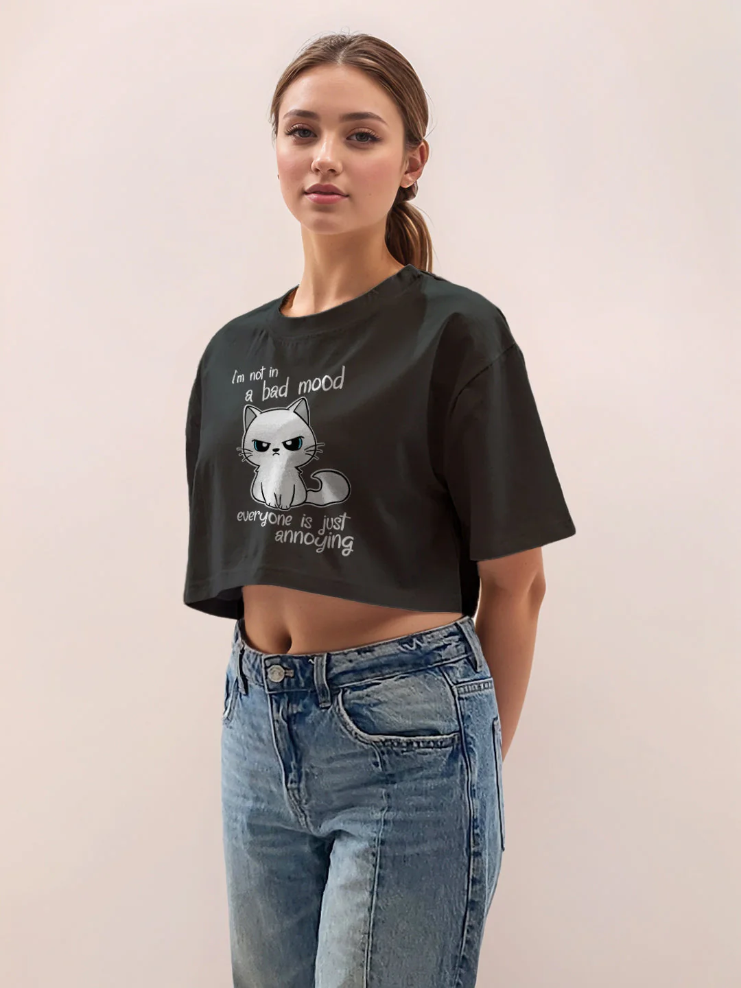 Black Graphic Half Sleeves T-Shirt - Image 3