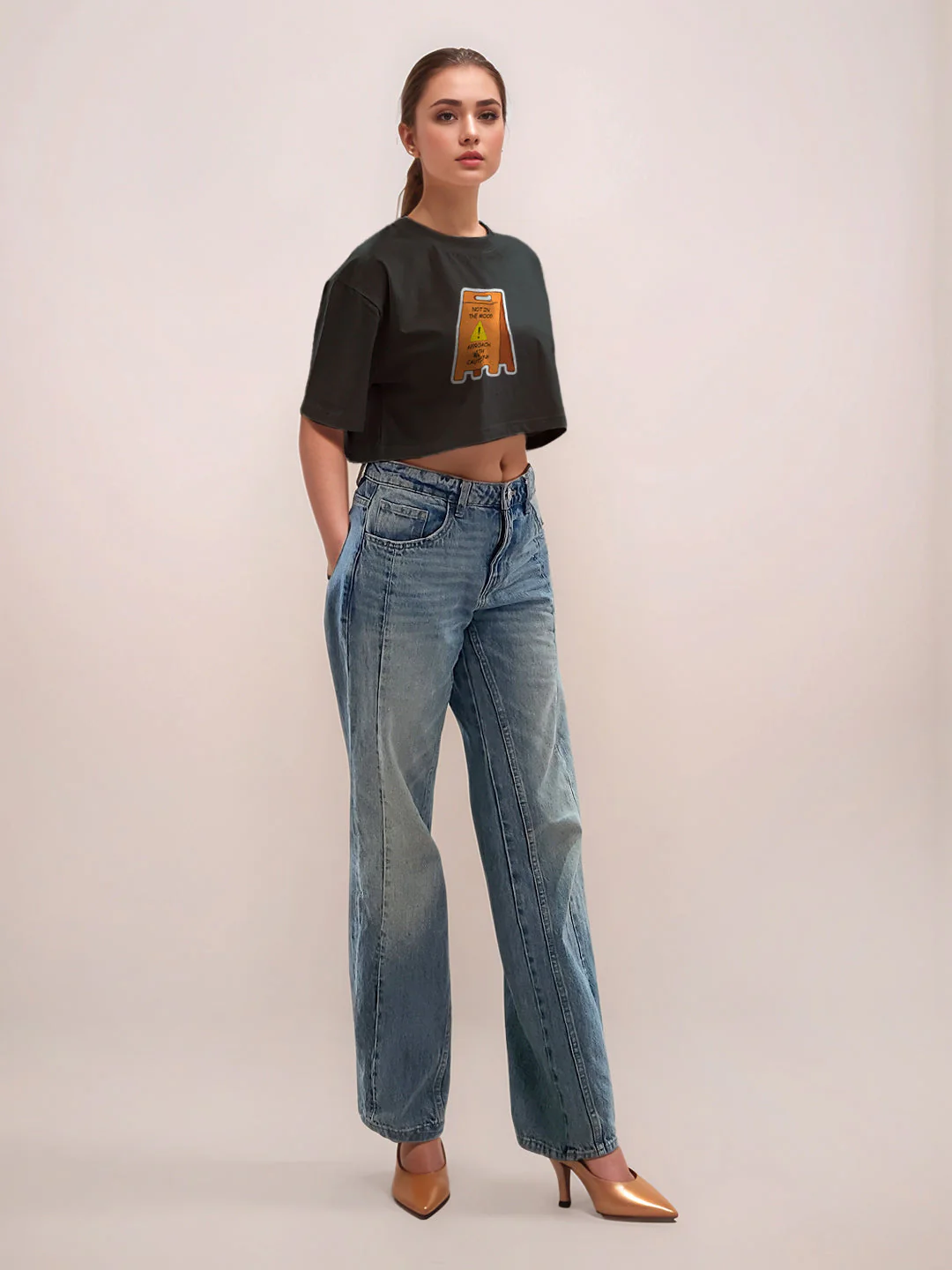 Black Graphic Half Sleeves T-Shirt - Image 5