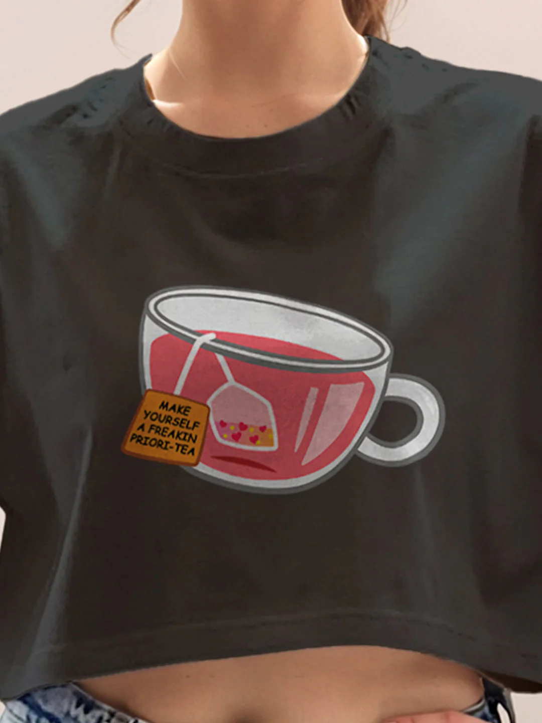 Black Graphic Half Sleeves T-Shirt - Image 6