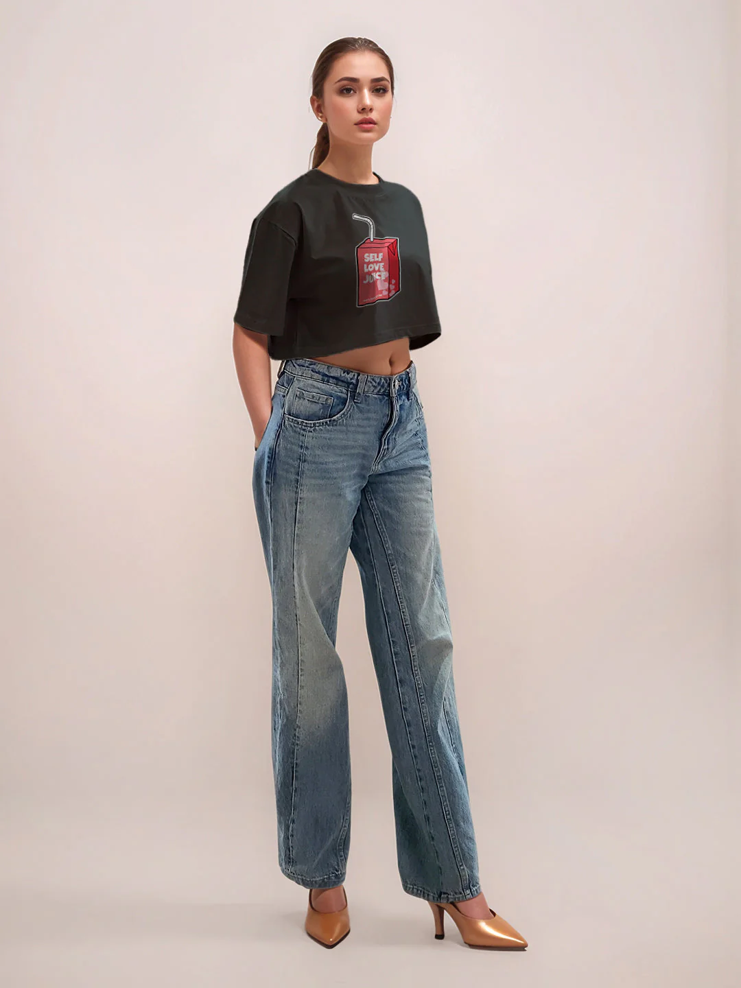 Black Graphic Half Sleeves T-Shirt - Image 5