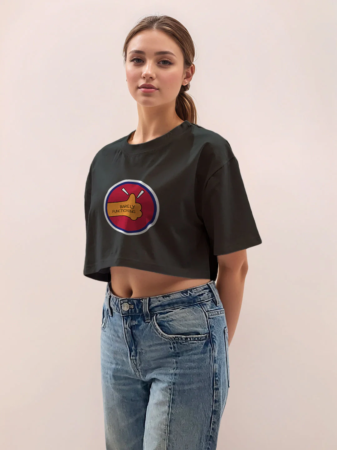 Black Graphic Half Sleeves T-Shirt - Image 3