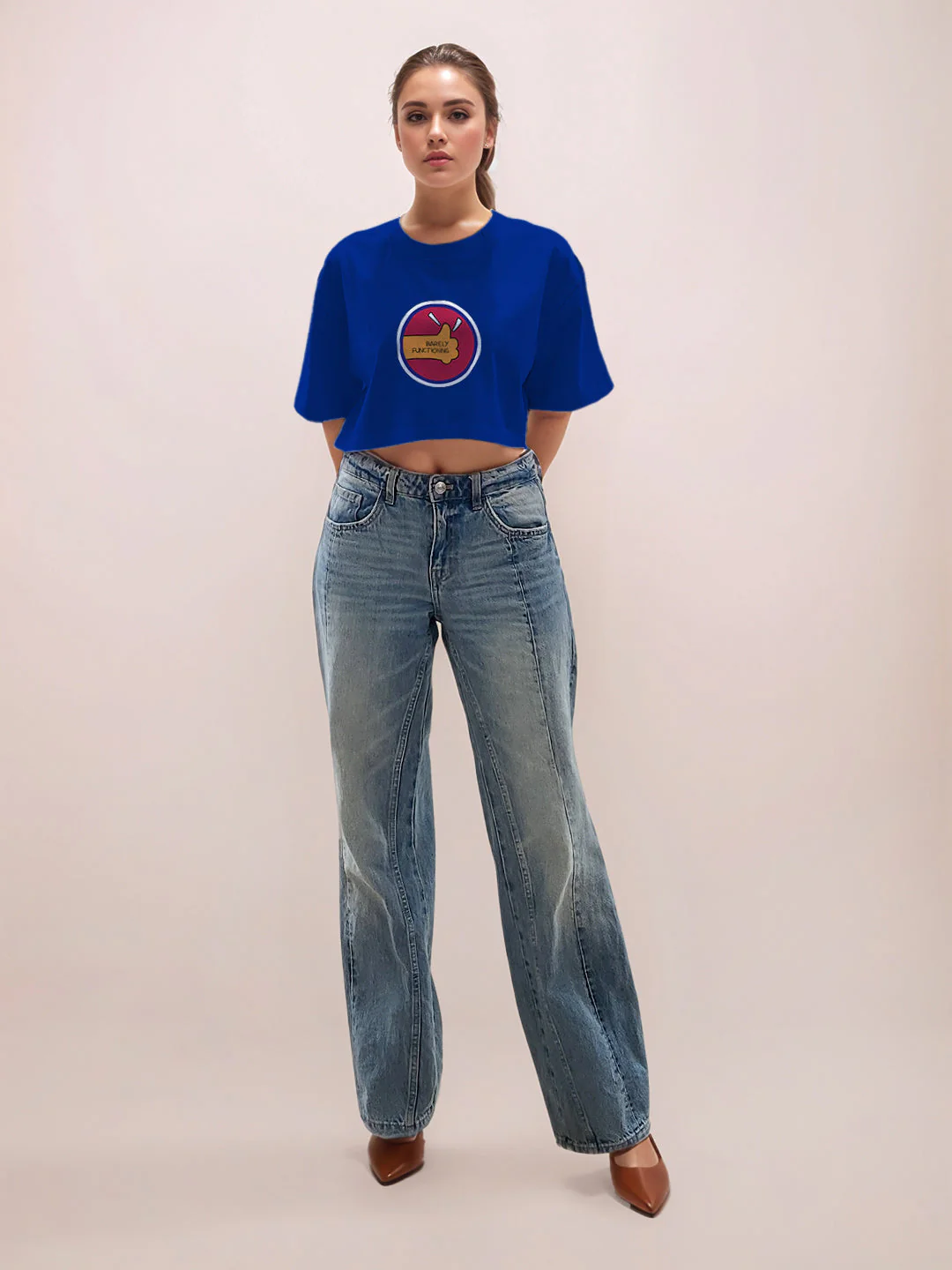 Blue Graphic Half Sleeves T-Shirt