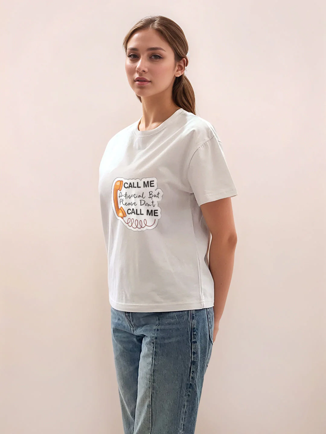 White Graphic Half Sleeves T-Shirt - Image 3