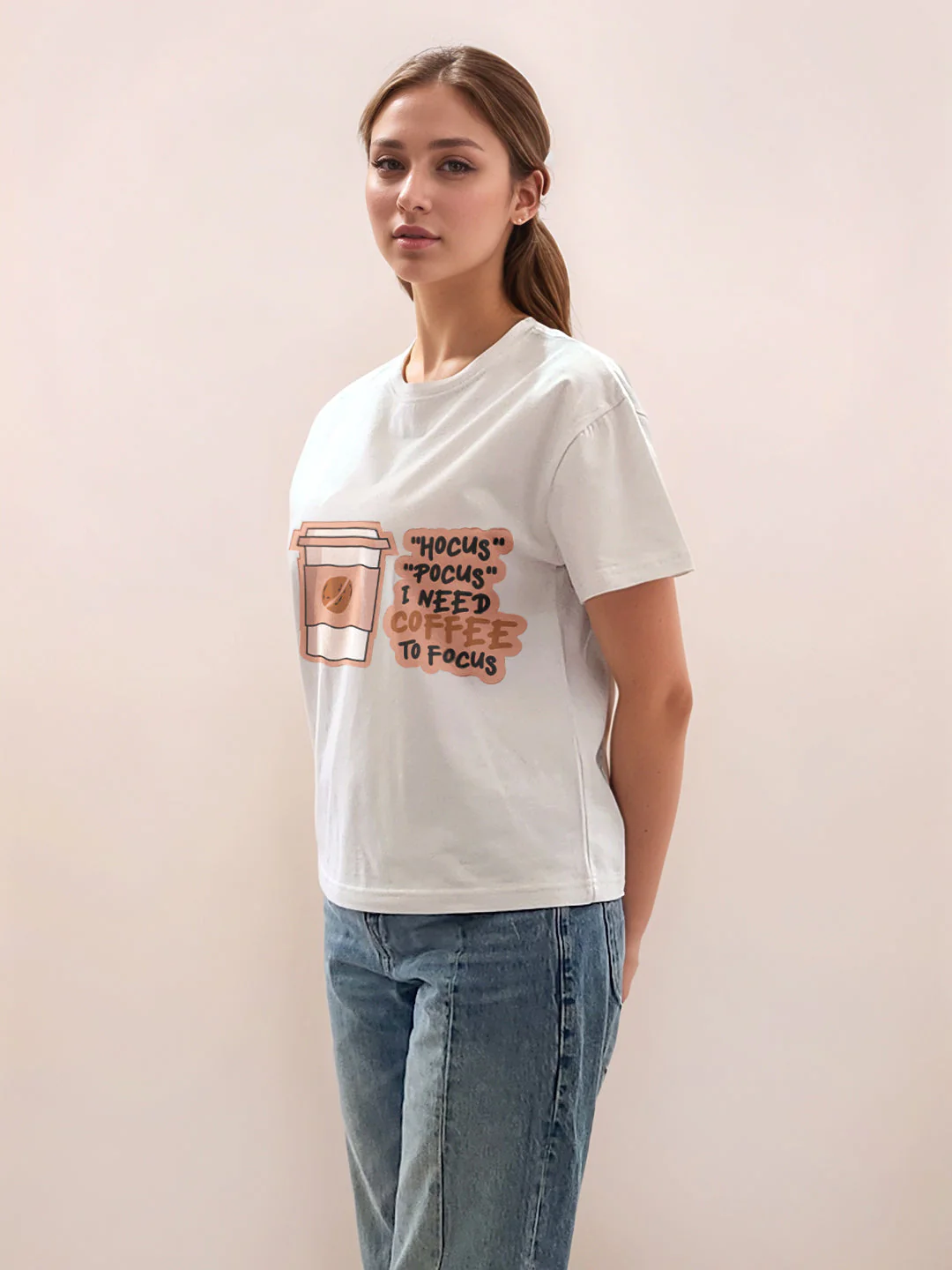 White Graphic Half Sleeves T-Shirt - Image 3