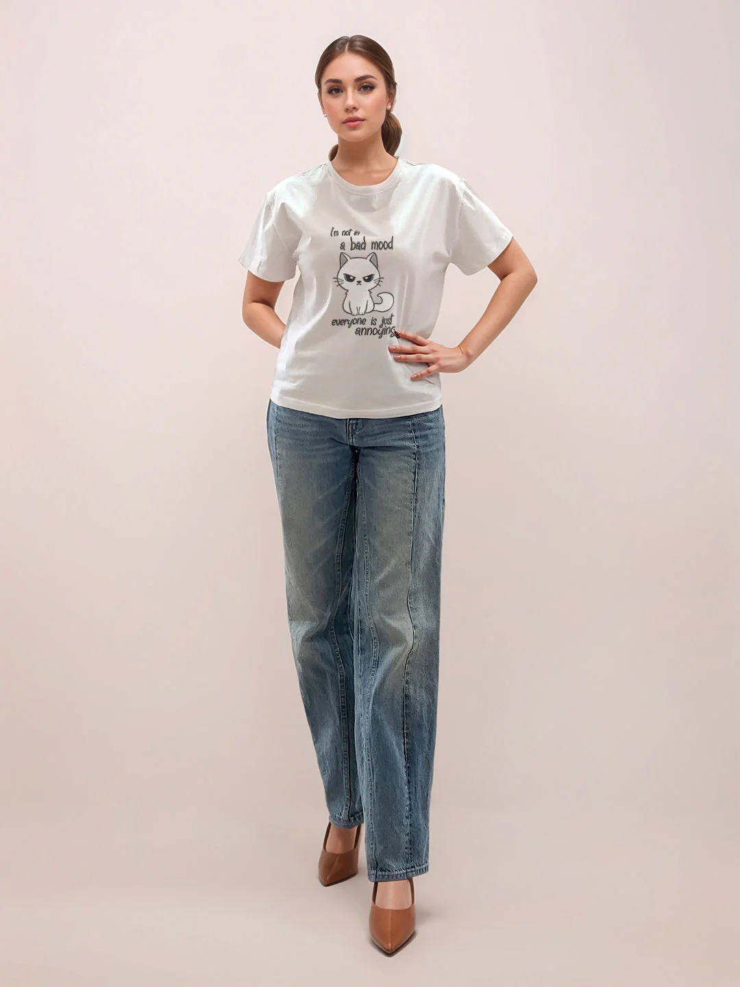White Graphic Half Sleeves T-Shirt