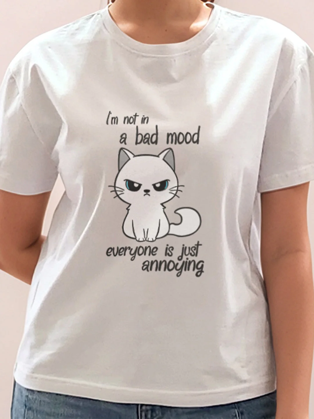 White Graphic Half Sleeves T-Shirt - Image 6