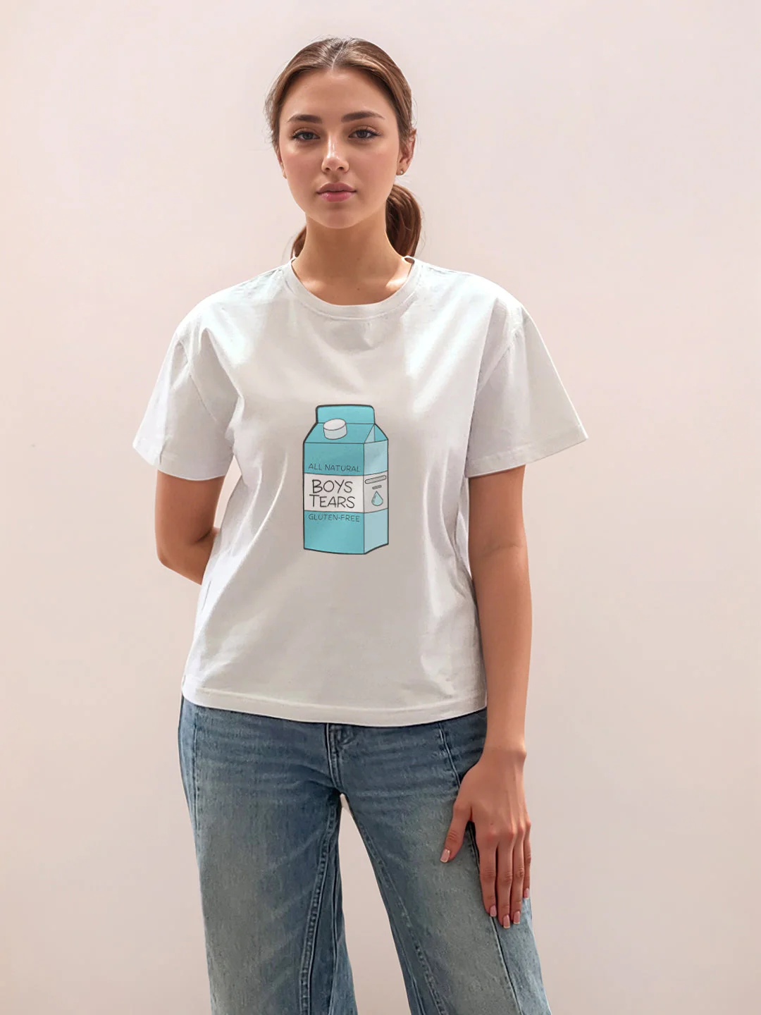 White Graphic Half Sleeves T-Shirt - Image 2