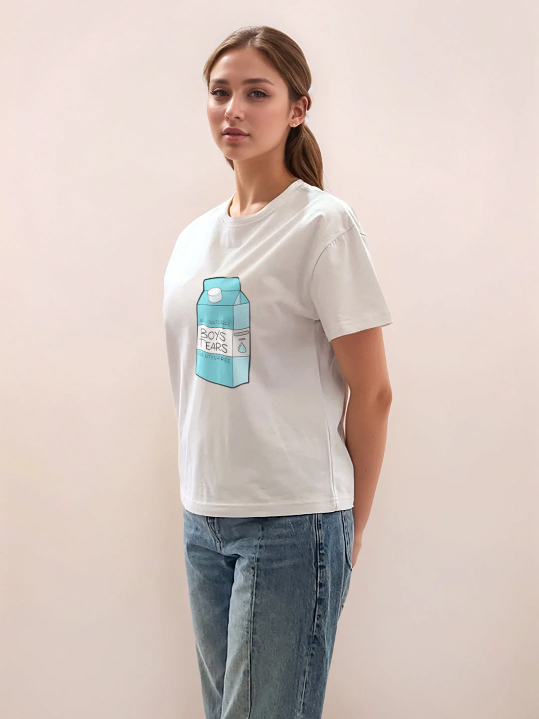White Graphic Half Sleeves T-Shirt - Image 3
