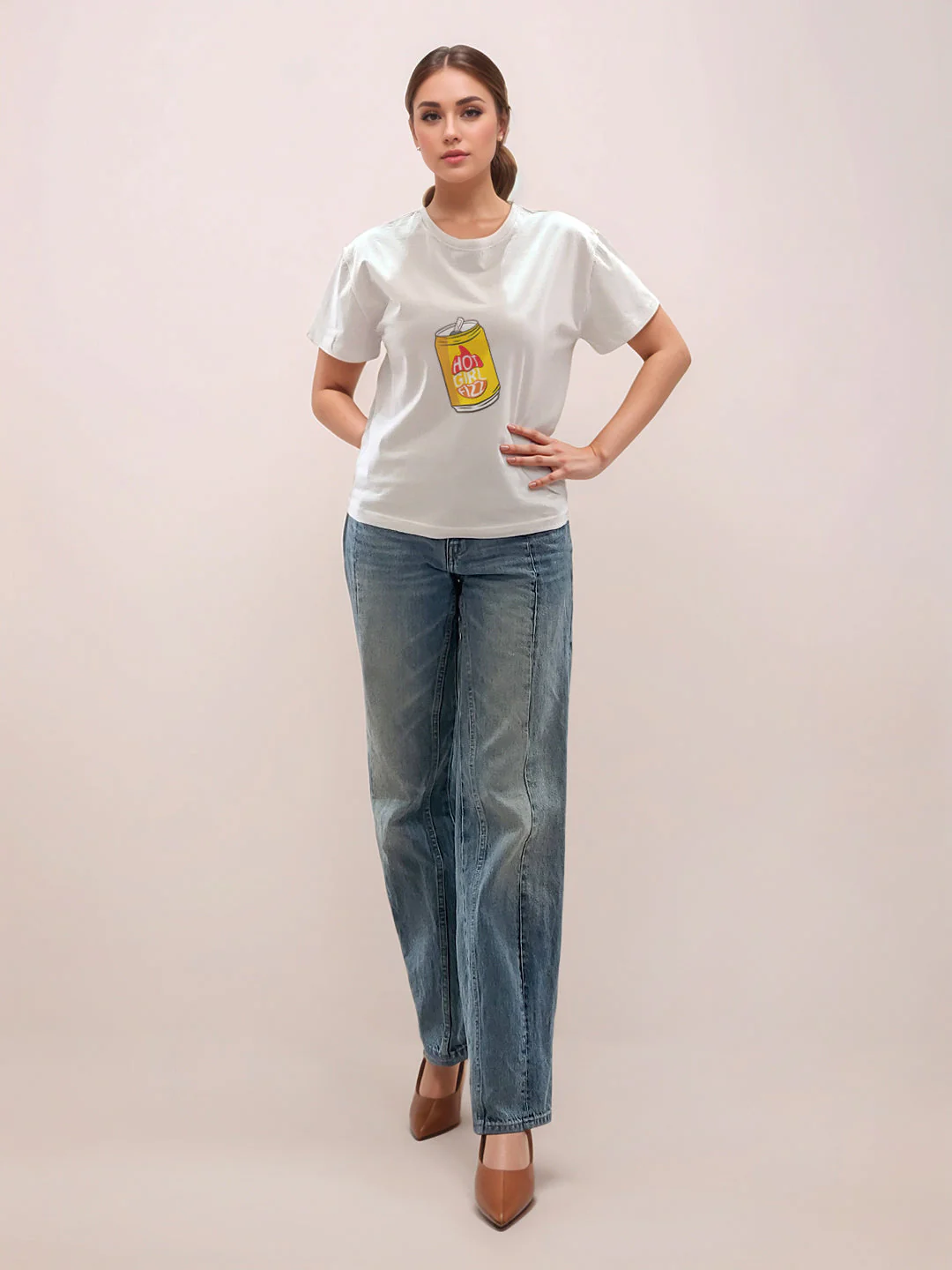 White Graphic Half Sleeves T-Shirt