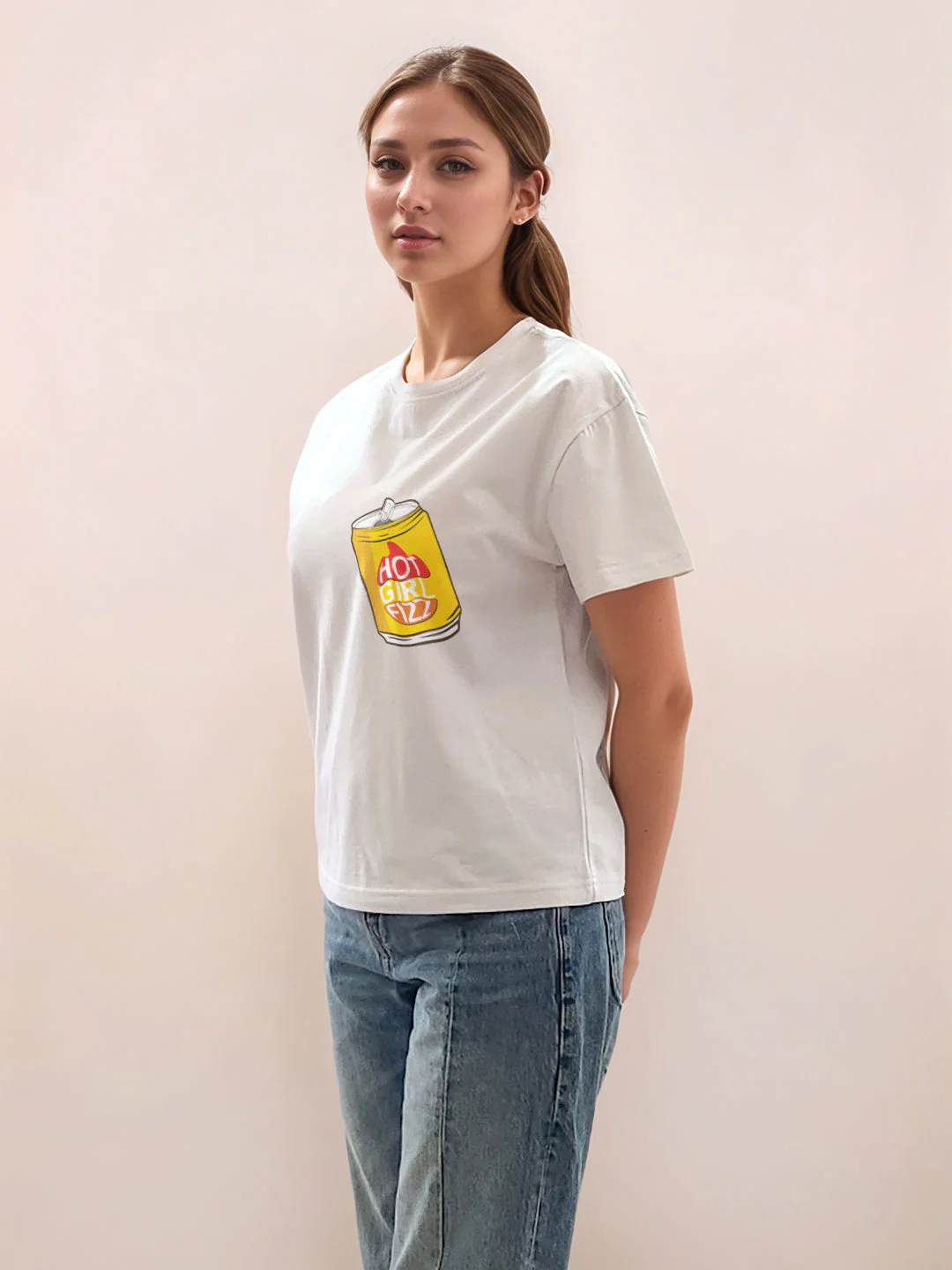 White Graphic Half Sleeves T-Shirt - Image 3