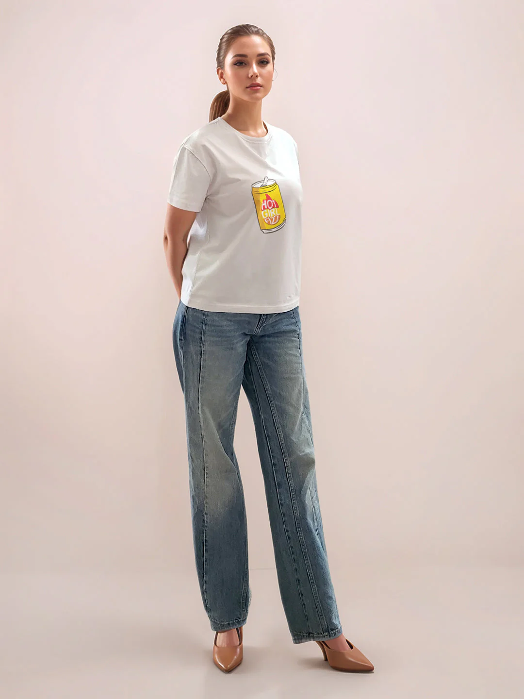 White Graphic Half Sleeves T-Shirt - Image 5