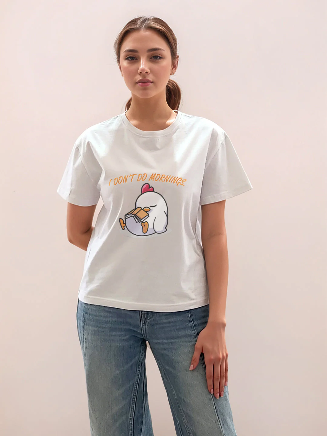 White Graphic Half Sleeves T-Shirt - Image 2
