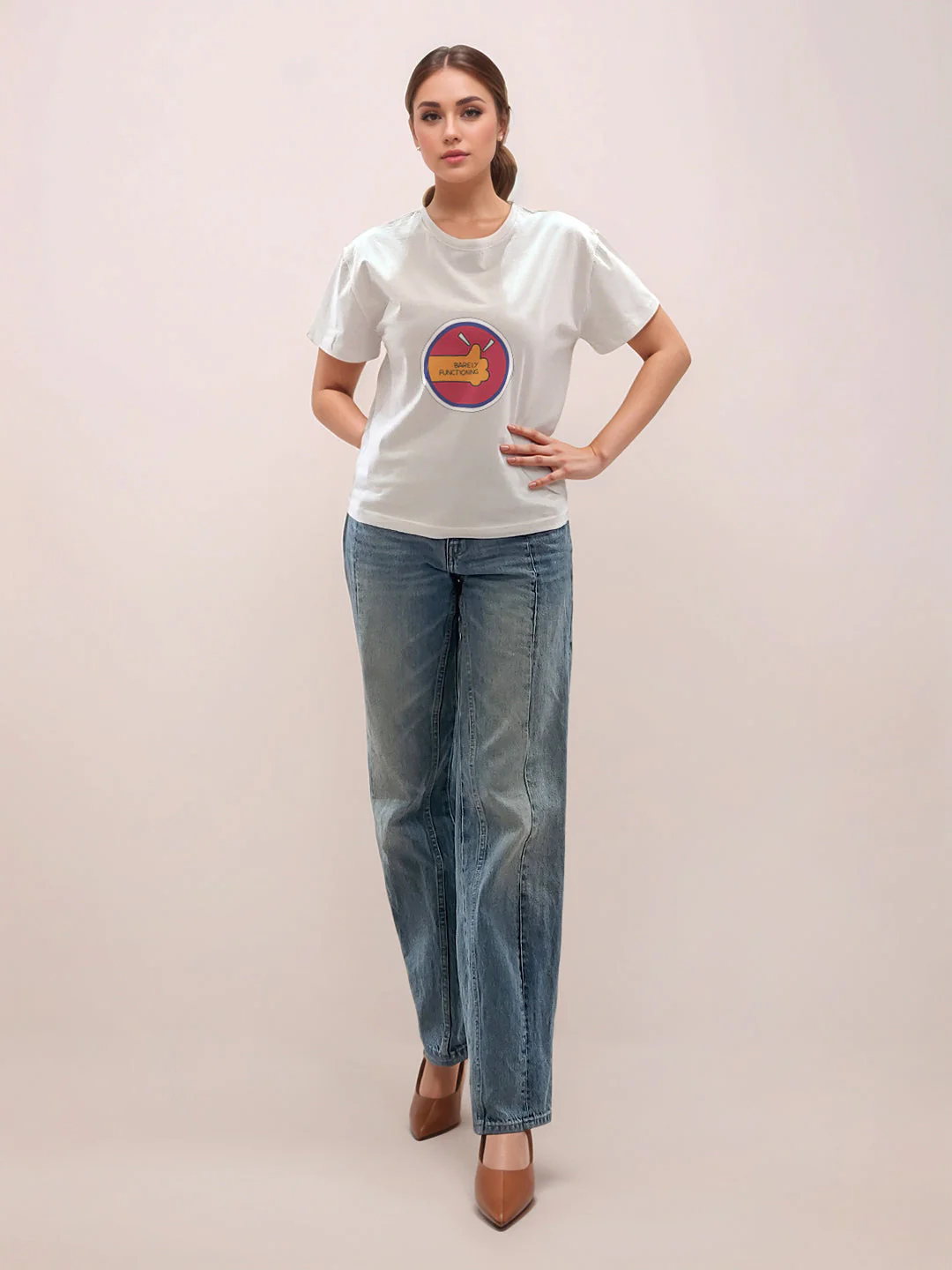 White Graphic Half Sleeves T-Shirt