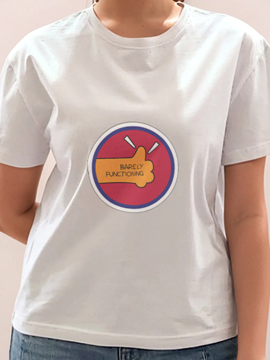 White Graphic Half Sleeves T-Shirt - Image 6