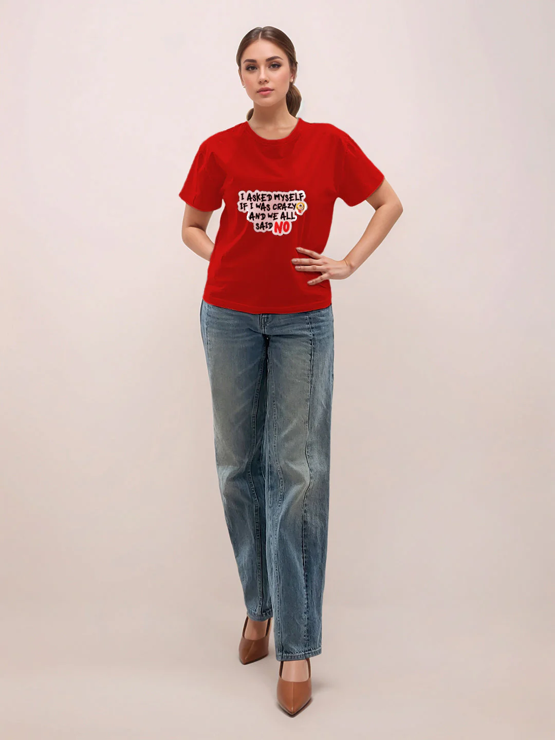 Red Graphic Half Sleeves T-Shirt