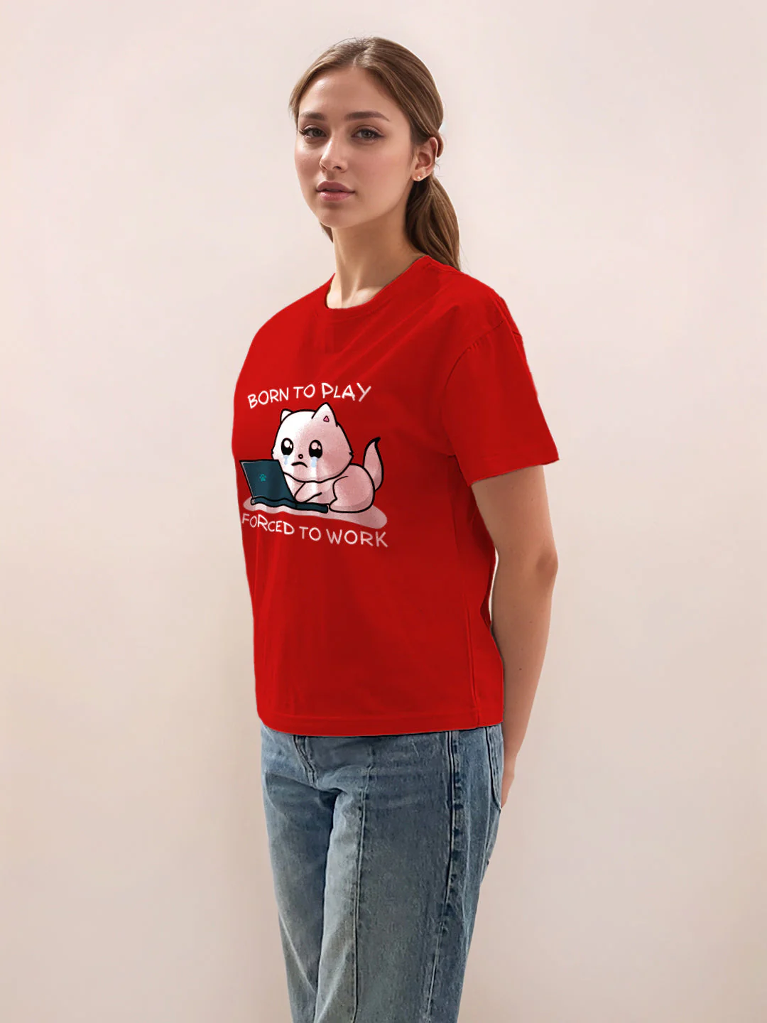 Red Graphic Half Sleeves T-Shirt - Image 3