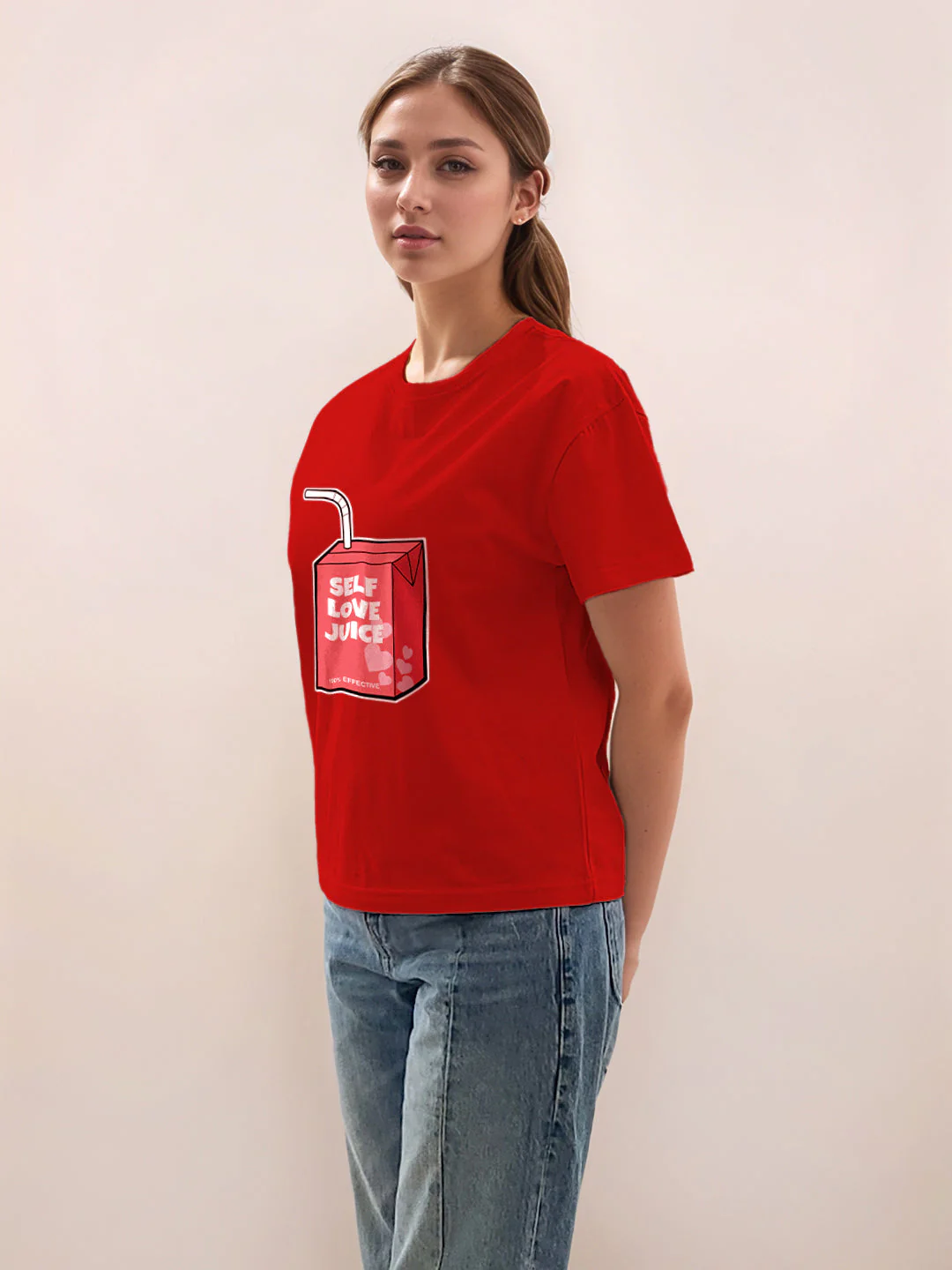 Red Graphic Half Sleeves T-Shirt - Image 3