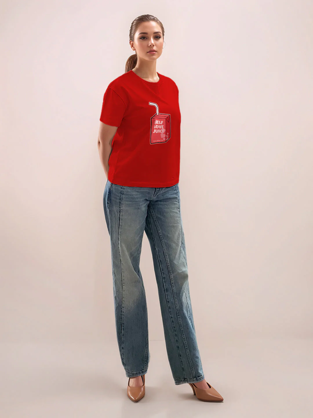 Red Graphic Half Sleeves T-Shirt - Image 5