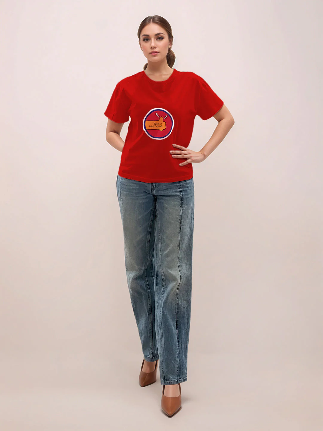 Red Graphic Half Sleeves T-Shirt
