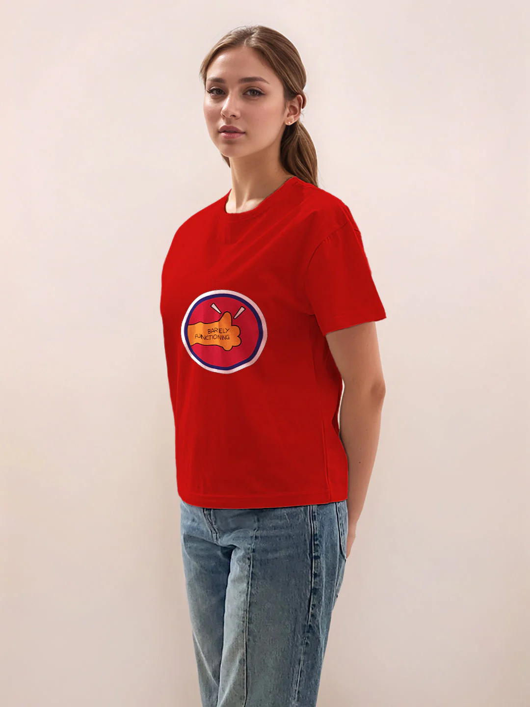 Red Graphic Half Sleeves T-Shirt - Image 3