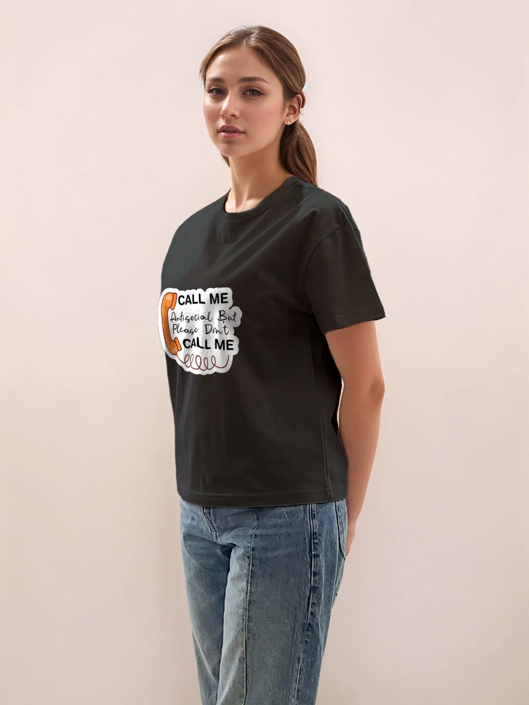 Black Graphic Half Sleeves T-Shirt - Image 3
