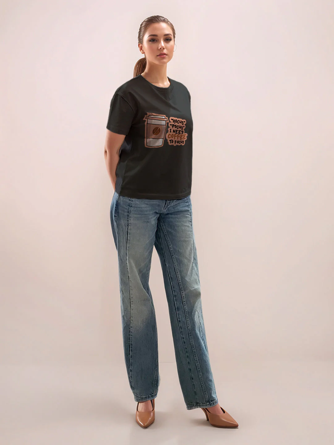 Black Graphic Half Sleeves T-Shirt - Image 5