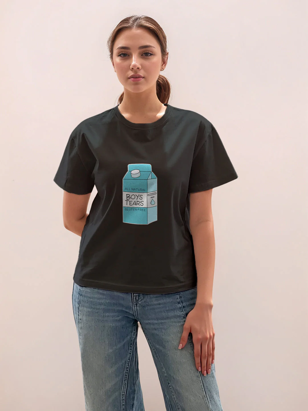 Black Graphic Half Sleeves T-Shirt - Image 2