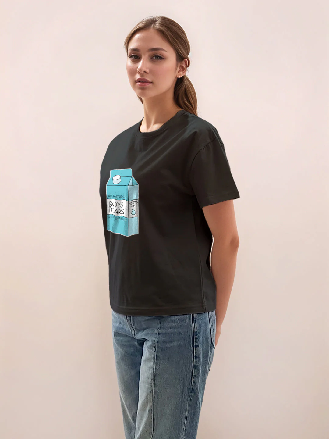 Black Graphic Half Sleeves T-Shirt - Image 3