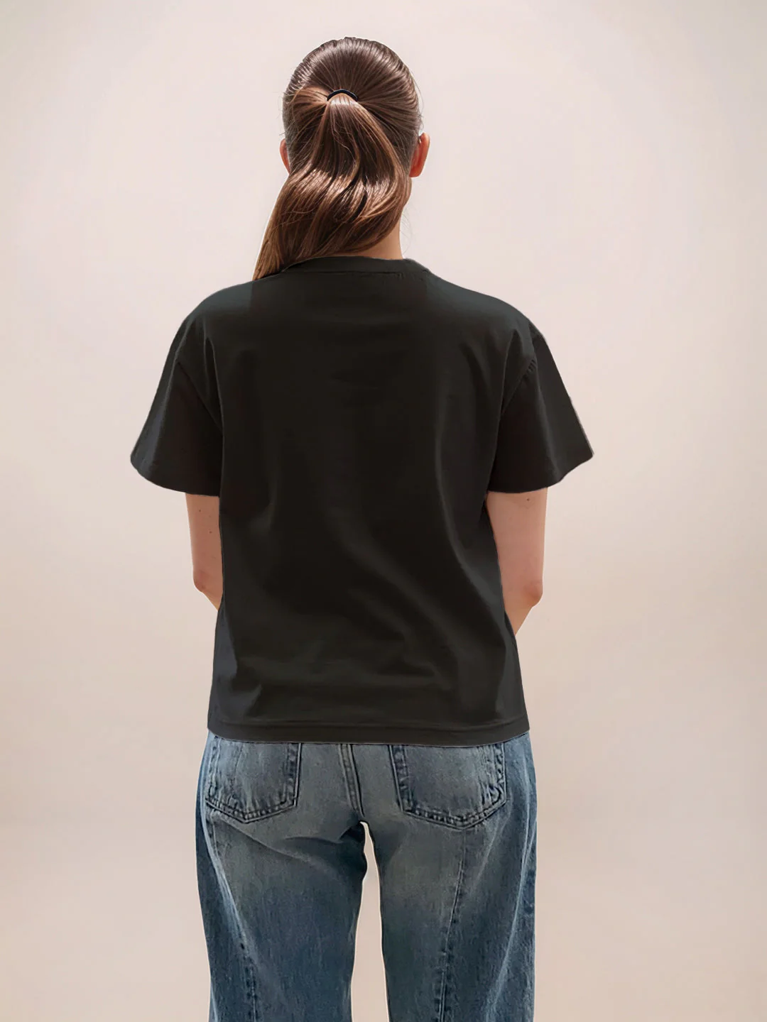 Black Graphic Half Sleeves T-Shirt - Image 4