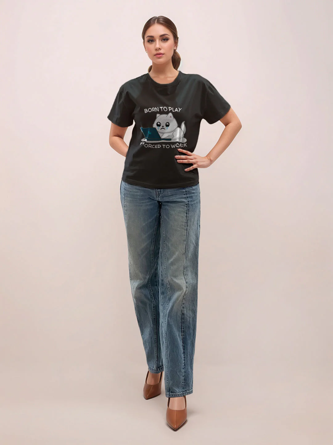 Black Graphic Half Sleeves T-Shirt