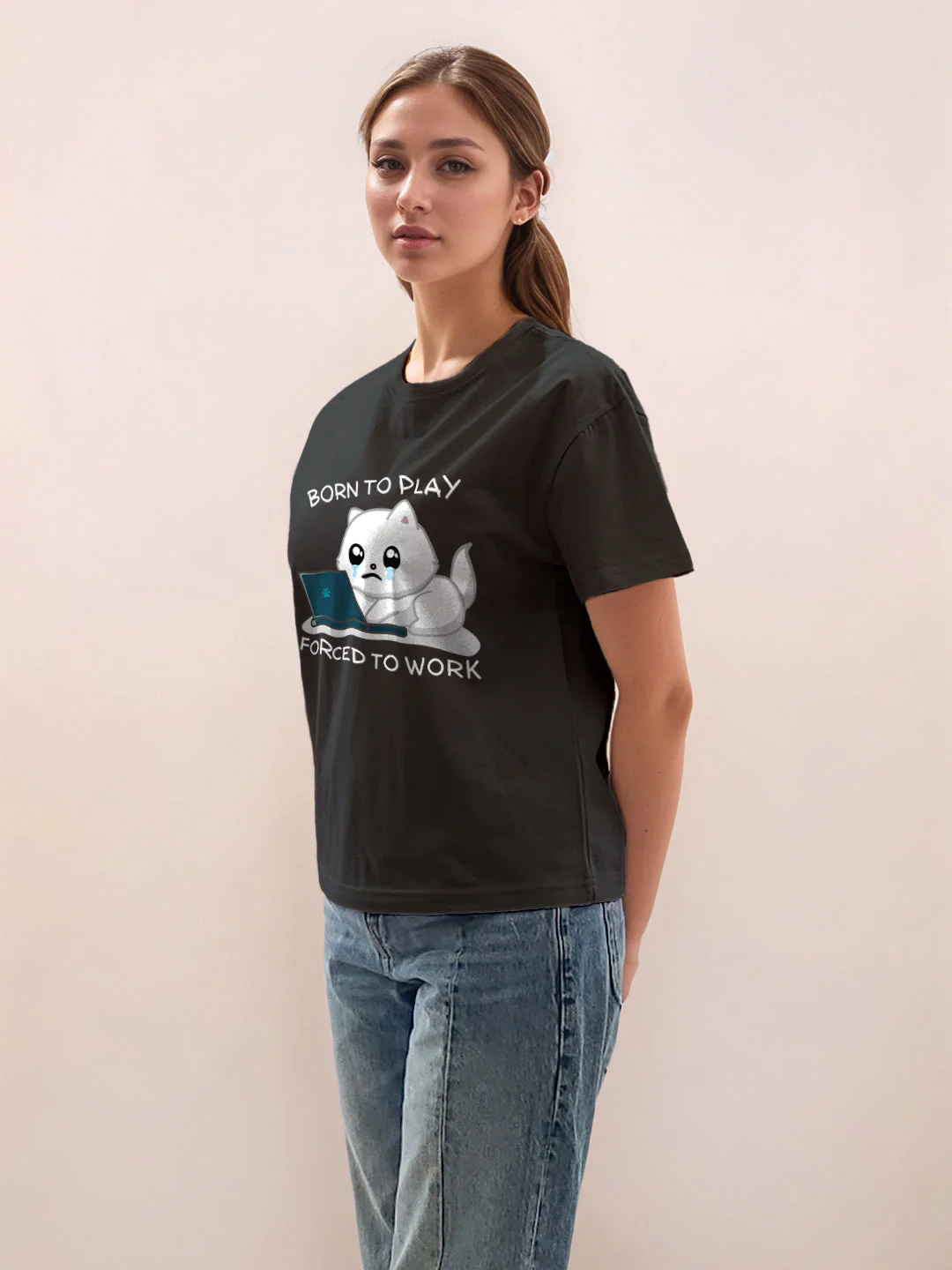 Black Graphic Half Sleeves T-Shirt - Image 3