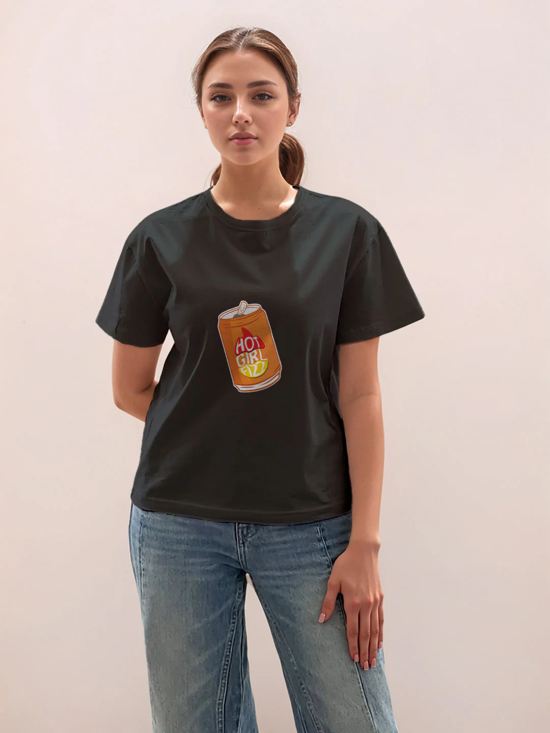 Black Graphic Half Sleeves T-Shirt - Image 2