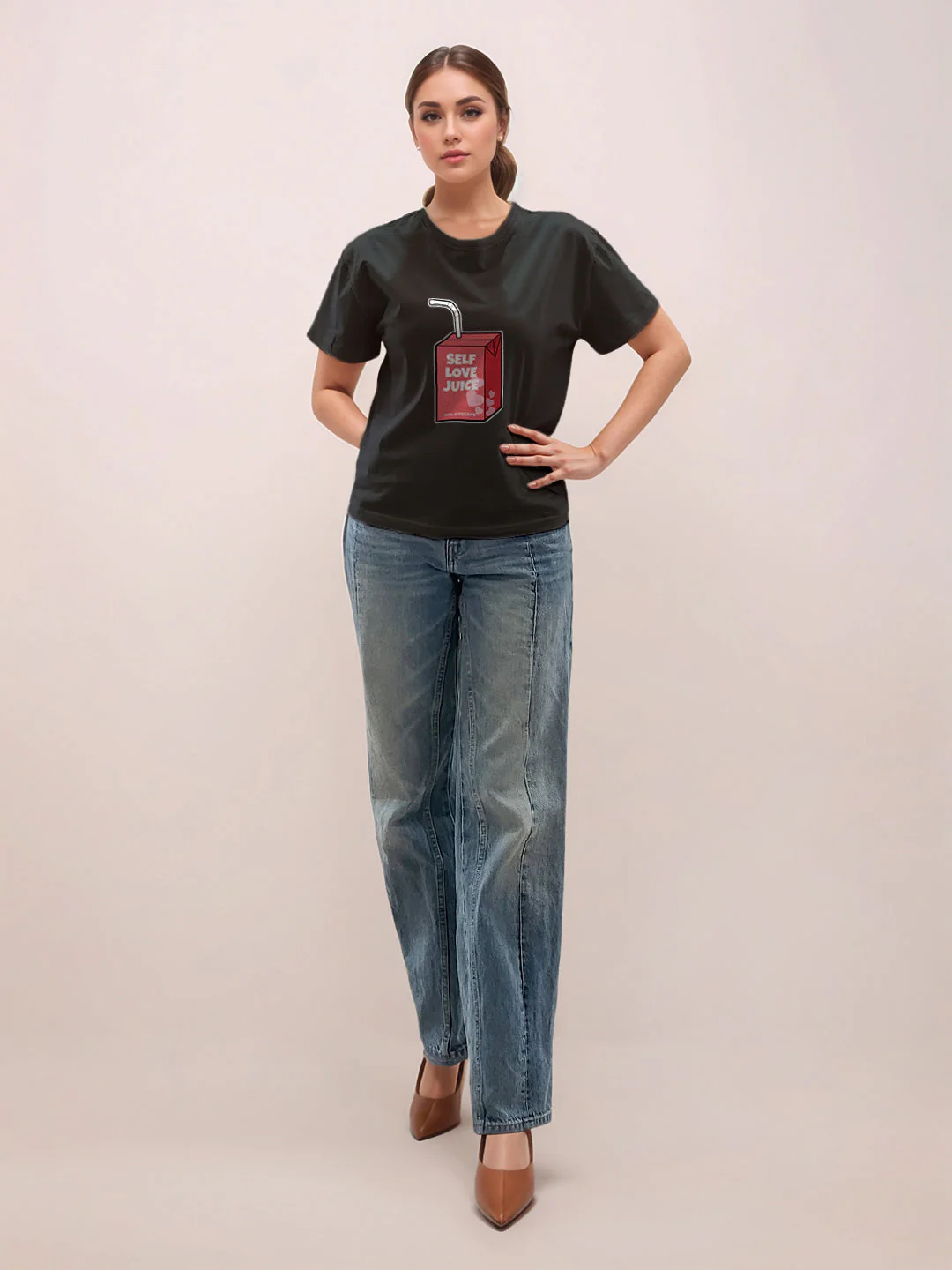 Black Graphic Half Sleeves T-Shirt