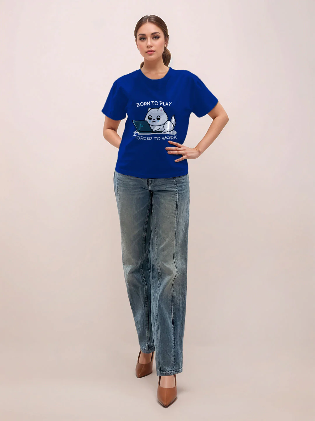 Blue Graphic Half Sleeves T-Shirt